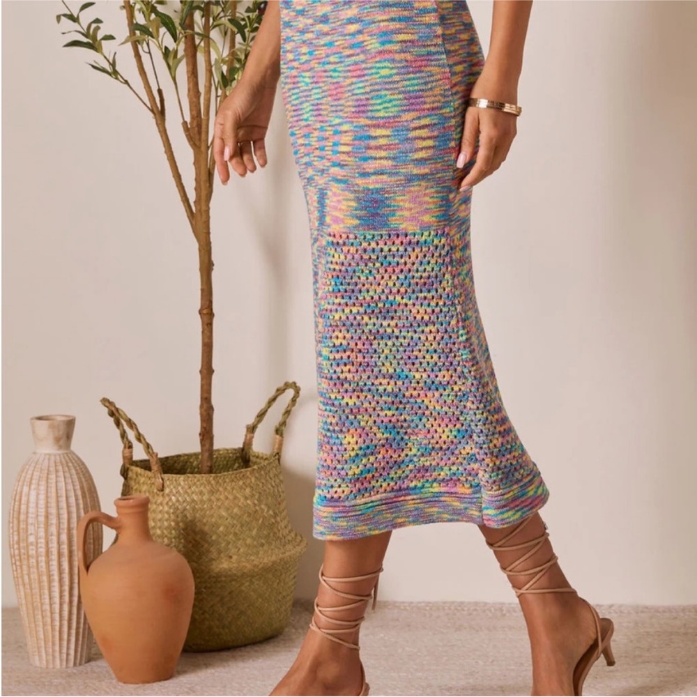 Multicolor Knit Midi Skirt Set - Picture 5 of 6